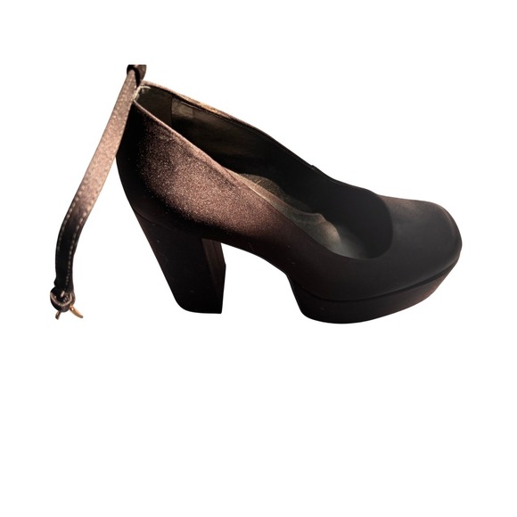 Steve Madden Black Fabric Ankle Strap Platform Block Heel Pumps Shoes - Picture 4 of 7